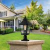 21"(H) 1-Pack Outdoor Post Lantern Light C Vintage Black Metal & Clear Glass Pillar Lamp for Garden, Gate, Driveway, and Pathway Lighting with Elegant Design (Bulb Not Included)