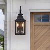 23"(H) 2-Pack Outdoor Wall Lantern Light C Vintage Black Metal Sconce with Clear Seeded Glass for Porch, Patio, and Garden (Bulb Not Included)