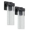 2-Pack Outdoor Wall Light Fixture, Weatherproof LED Wall Sconce with Bubble Crystal and Light Sensor - 12W Per Lamp