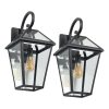 4-241.jpg 21"(H) 1-Pack Outdoor Wall Lantern Light C Modern Black Metal & Clear Glass Sconce for Porch, Patio, and Garden Lighting (Bulb Not Included)