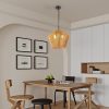 17" Boho Hemp Rope Pendant Light, Handcrafted Farmhouse Hanging Light Fixture for Kitchen Island, Dining Room, or Bedroom, Natural Finish, Adjustable Height (Bulb Not Included)