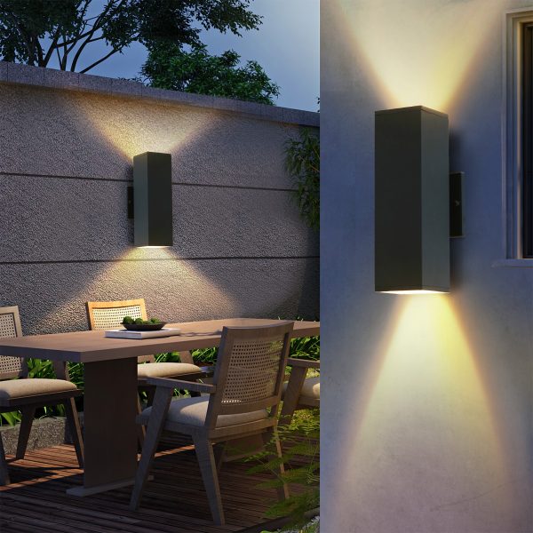 4-26.jpg 2-Pack Outdoor Wall Sconce, Modern Up and Down Weatherproof Wall Light, Black Aluminum Exterior Wall Mount Light Fixture, Ideal for Porch, Patio, Garage