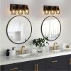 18" Industrial Vintage 3-Light Wall Sconce - Black Cage Wall Lighting Fixture with Wooden Accents for Bathroom, Hallway, or Living Room (Bulb Not Included)