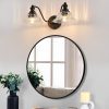 20 Inch 2-Light Vintage Bathroom Wall Sconce C Elegant Black Metal and Glass Lampshade Vanity Light Fixture for Bathroom, Hallway, or Bedroom (Bulb Not Included)
