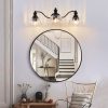 24 Inch 3-Light Vintage Bathroom Wall Sconce C Elegant Black Metal and Glass Lampshade Vanity Light Fixture for Bathroom, Hallway, or Bedroom (Bulb Not Included)