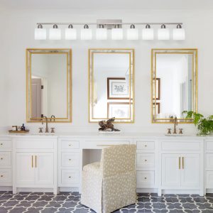 10-Light Bathroom Light Fixtures, 65.52inch Nickel Vanity Light with Milky White Glass Shade, Modern Bathroom Wall Lights Over Mirror, Farmhouse Wall Sconces Lighting for Bedroom Living Room