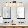 4-41.jpg Black Bathroom Light Fixtures, 5-Light Modern Vanity Light Over Mirror, Wall Sconces with Milky White Frosted Glass Shades, E26 Socket (Bulbs Not Included)