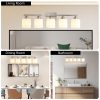 4-42.jpg Brushed Nickel Bathroom Light Fixtures, 5-Light Modern Vanity Light Over Mirror, Wall Sconces with Milky White Frosted Glass Shades, E26 Socket (Bulbs Not Included)