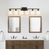 4-44.jpg 6-Light Black Vanity Lights, 38'' Modern Bathroom Vanity Lighting Fixtures for Mirror, Matte Bathroom Lighting Fixtures, Black Wall Sconces for Bedroom Living Room