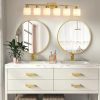 6 Light Gold Bathroom Vanity Light, Gold Bathroom Light Fixtures, 38" Modern Brushed Gold Vanity Lighting Fixtures for Bathroom Over Mirror, Gold Sconces Wall Lighting for Bedroom Living Room