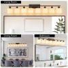 8-Light Bathroom Light Fixtures Over Mirror, 52inch Modern Matte Black Vanity Lights with White Frosted Glass Shade, Bathroom Wall Lamp Sconces for Mirror Bedroom, Living Room Hallway