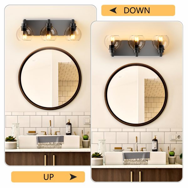 4-50.jpg Bathroom Vanity Light,Modern 3-Light Bathroom Lighting Fixtures Over Mirror with Clear Glass Shade and Metal Base,Matte Black Bathroom Lighting