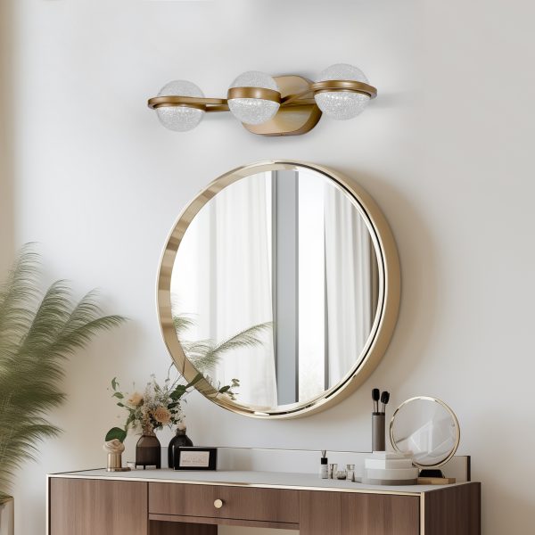 4-55.jpg Bathroom Vanity Light, LED 3 Bulb Crystal Sand Acrylic Shades, Wall Mounted Decorative Lighting Fixture, Suitable for Bathroom Vanity Mirror (Champagne Gold)