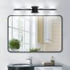 30" Black Minimalist LED Bathroom Vanity Light with Crystal Sand Acrylic Shades, 4-Light Wall Mounted Decorative Lighting Fixture, Suitable for Bathroom Vanity Mirror