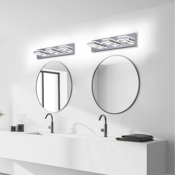 Modern Dimmable Vanity Lights for Bathroom LED 3 Light Bathroom Lights Over Mirror Chrome Bath Wall Lighting