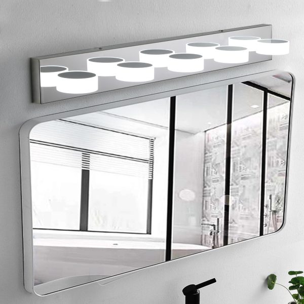 37" Modern 5-Light LED Vanity Light Fixture - Chrome Finish with Acrylic Light Shades - Energy-Efficient Bathroom Wall Sconce - Dimmable for Mirror, Shower, and Bathroom Decor