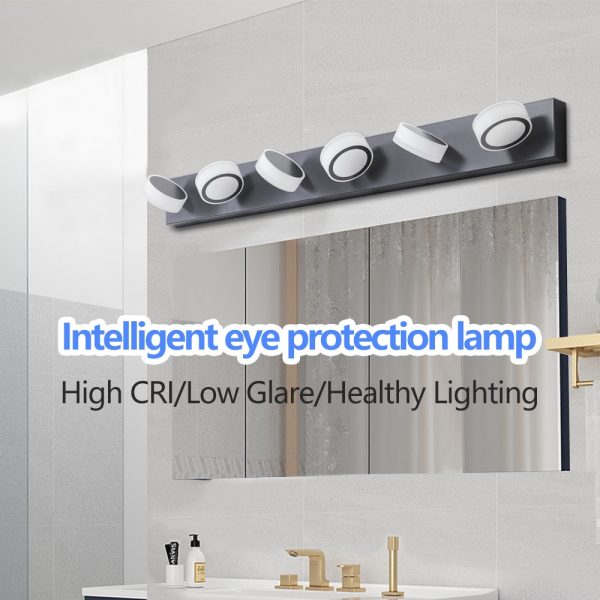 45" Modern 6-Light LED Vanity Light, Sleek Black Bathroom Wall Light Fixture for Mirror, Shower, and Bathroom Decor