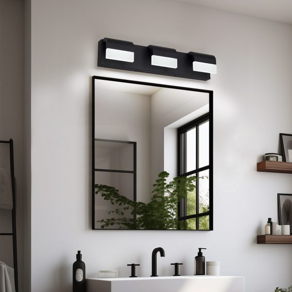 4-85.jpg LED Contemporary Vanity Lights Fixture Bathroom Wall Light Over Mirror Matt Black 3 Lights Dimmable