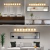 52" Modern 4-Light Vanity Wall Sconce, Golden Finish with Frosted Glass Shades for Bathroom or Hallway Lighting (No Bulbs)
