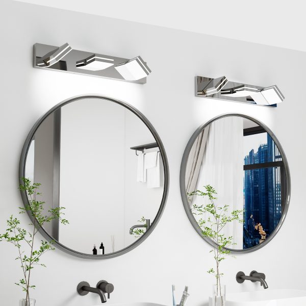 Modern Chrome LED Vanity Light, 3-Lights Wall Sconce for Bathroom and Mirror, Sleek Minimalist Design, Energy-Efficient, Easy to Install