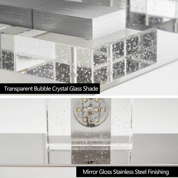 31" Modern Chrome 5-Light LED Vanity Light, Square Acrylic Lampshades Wall Mount Fixture for Bathroom, Mirror Lighting