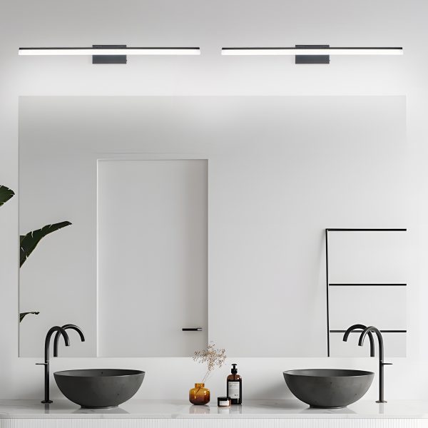 43 Inch Modern LED Bathroom Vanity Light C Sleek Black Metal Wall Light for Mirror, Dressing Room or Sink Area