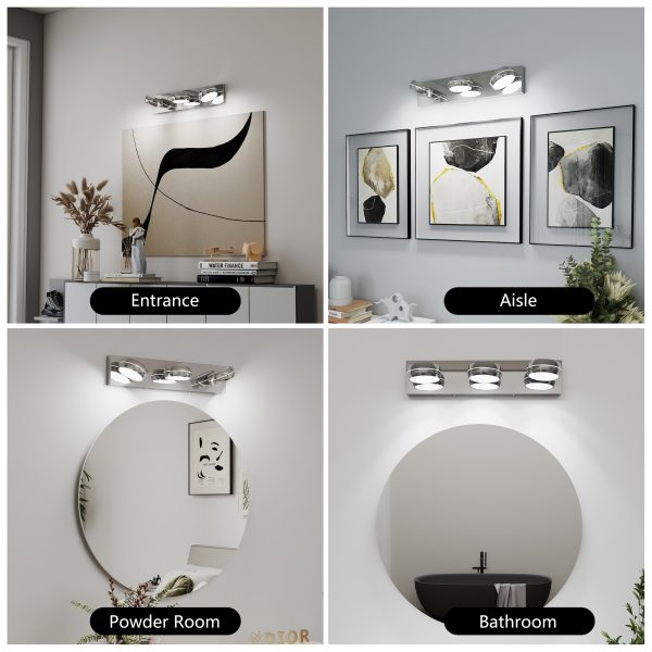 5-121.jpg LED Vanity Lights 20in Bathroom Lights Fixtures over Mirror 3 Light LED Lighting Fixture for Bathroom 18W Mirror Lighting Fixture Modern Bath Light Bar Chrome Bath