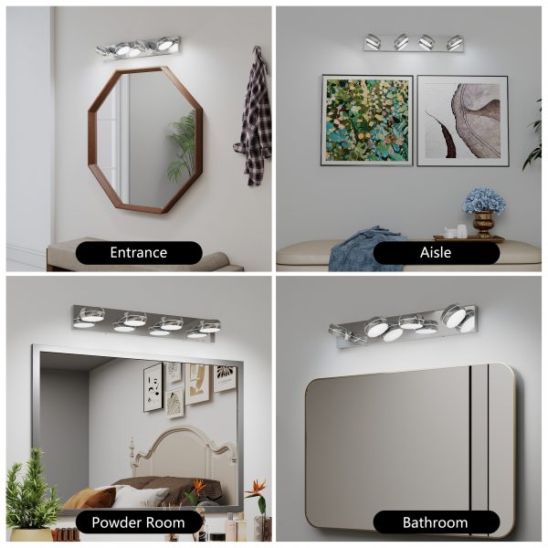 5-122.jpg LED Vanity Lights 28in Bathroom Lights Fixtures over Mirror 4 Light LED Lighting Fixture for Bathroom 18W Mirror Lighting Fixture Modern Bath Light Bar Chrome Bath
