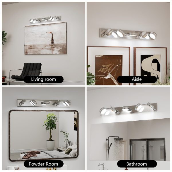 5-123.jpg LED Vanity Lights 35in Bathroom Lights Fixtures over Mirror 5 Light LED Lighting Fixture for Bathroom 18W Mirror Lighting Fixture Modern Bath Light Bar Chrome Bath