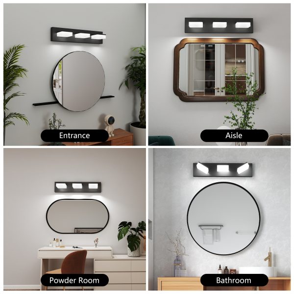 5-125.jpg LED Modern Bathroom Vanity Light Fixtures (3-Light, 20-Inch), Matte Black Modern Acrylic Bathroom Wall Lighting Fixtures Over Mirror (Cool White 6000K)