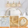 17" Modern Crystal Bathroom Vanity Light, 3-Light Golden Wall Sconce with Clear Glass Shade, Elegant Wall Mount Lighting for Bathroom, Powder Room, or Vanity Mirror (No Bulbs)