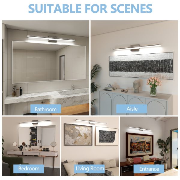Modern LED Vanity Lights for Bathroom 40IN 24W Daylight White Chrome Light Fixtures Bathroom Lights Over Mirror Vanity Lighting Fixtures Vanity Light
