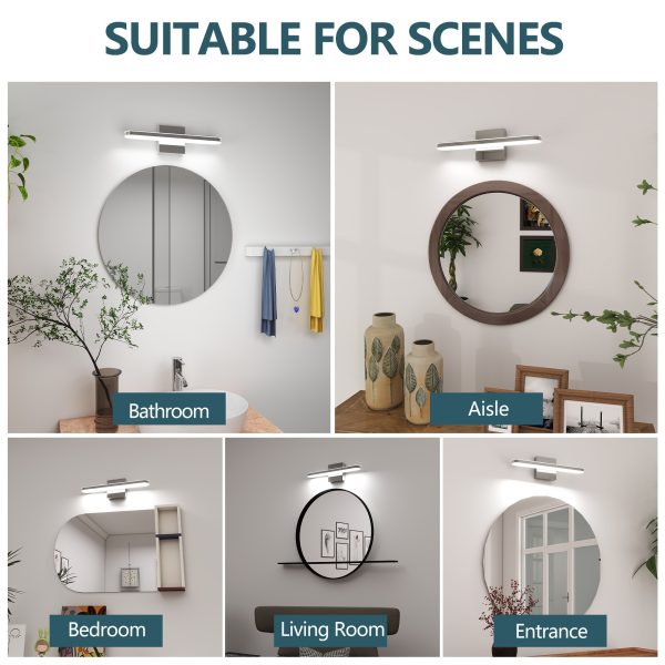 5-134.jpg LED Bathroom Vanity Light Bar Dimmable Bathroom Light Fixtures Modern Over Mirror Lighting Fixture 16Inch BathWall LIght 8W Wall Sconce Lighting for Bathrooms Bedroom Living Room Indoor 6000K