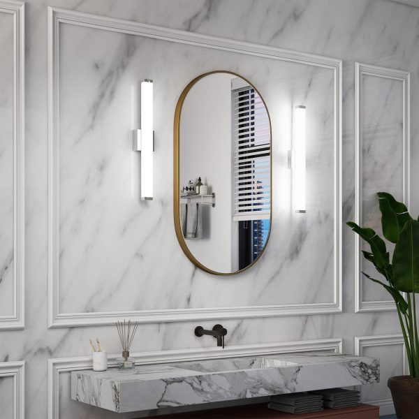 5-140.jpg Bathroom Vanity Light Brushed Nickel Square LED 25 inch 14W 6000K Cool White Light Wall Bar Lighting Fixtures Over Mirror (Brushed Nickel, 25in)