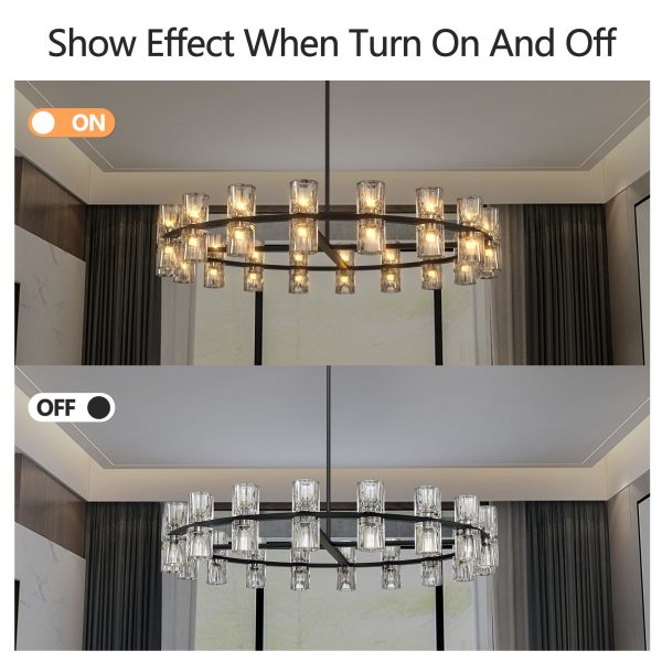 36 Inches Luxury Chandeliers Crystal Living Room Decorative Lights Simple Modern Dining Room LED Lighting,for Home Decor (Bulbs Included)