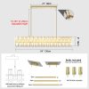 Crystal Brass Rectangle Chandeliers for Dining Room, 54in Gold Farmhouse Chandeliers for Dining Room, Modern Rectangle Crystal Chandelier for Kitchen Island Living Room, Includes 60XG4 Bulbs