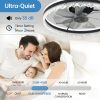Modern LED Ceiling Fan with Light C 24'' Dimmable Ceiling Light with Invisible Blades and Crystal Design, Remote Control & Adjustable Color Temperature, Quiet Fan for Bedroom, Living Room