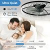 Luxury Crystal Ceiling Fan with Lights C 24'' Flush Mount LED Chandelier Fan with 5 Invisible Blades, Remote & Timer, Bright Dimmable Lighting for Bedroom, Living Room, Dining Room