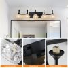 29" Retro 5-Light Bathroom Vanity Light Fixture - Black Finish with Crystal Glass Shades, Wall Mounted Lighting for Bathroom, Powder Room, and Vanity Mirror (No Bulbs)