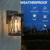 14"(H) 1-pack Black Outdoor Wall Lantern with Crackled Glass, Weather-Resistant Exterior Light Fixture for Porch, Patio, and Entryway, Modern Decorative Wall Sconce with E26 Base (Bulb Not Included)