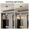6-Light Brushed Nickel Chandeliers for Dining Room Light Fixtures Over Table, Adjustable Height Hanging Industrial Pendant Lighting for Kitchen Island Bedroom, Clear Glass Shade