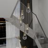 5-185.jpg 5 Light Cluster Pendant Light, Brass High Ceiling Chandeliers Adjustable, Living Room Pendant Light, Foyer Chandeliers, Stairwell Pendant Lights,E12 not Including Bulb