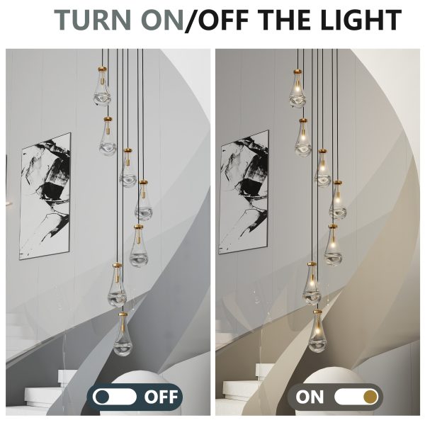 7 Light Dining Room Pendant Light, Large Chandelier Adjustable Hanging Line, Living Room Pendant Light, Foyer Chandelier, Stairwell Pendant Lights, Bedroom