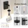 Wall Sconces, Black Wall Sconces Modern Bathroom Lights, Sconces Wall Lighting with Clear Glass, Wall Mounted Light Wall Lamp for Living Room Hallway Reception Desk