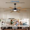 60 Inch Ceiling Fan with Lights and Remote Control, 8 Plywood Blades, 6-Speed Noiseless Reversible DC Motor, 3CCT, Windmill Ceiling fan for Kitchen Bedroom Living Room, Black