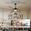 72-Inch 8-Blade Large Ceiling Fan,Reversible Quiet DC Motor,Indoor/Outdoor Modern Ceiling Fan,Suitable for Kitchen,Living Room and Terrace,Black