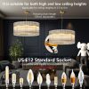 37" Modern Gold Round Chandelier,2-Tier 8-Light Water Ripple Crystal Glass Chandeliers,for Dining Room,Living Room,Bedroom,High Ceiling,Foyer Entryway,Luxury Chandelier
