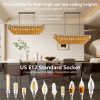 54" Black Rectangular Chandeliers for Dining Room, 12-Light 4 Tiered Large Smoke Glass Chandelier, Modern Kitchen Island Farmhouse Hanging Light Fixture for Living Room Foyer(Bulb not included)