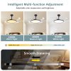 42 Inch Retractable Ceiling Fan,Low Profile Ceiling Fan with Light and Remote,Modern White Fan with Retractable Blades for Dinning Room Living Room Bedroom,Dimmable,Timer Setting