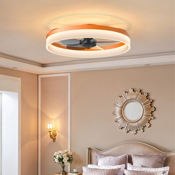 5-224.jpg Ceiling Fans with Lights Dimmable LED Embedded installation of thin modern ceiling fans(Orange)